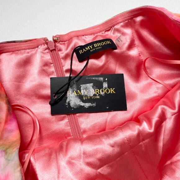 Ramy Brook Sierra Crinkled Strapless Maxi Gown Pink Multi Size 12 NEW NWT - Picture 8 of 12